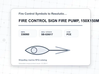 FIRE CONTROL SIGN FIRE PUMP, 150X150MM - Fire Control Symbols to Resolution A654 - IMPA 336060 - UOM PCE