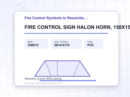 FIRE CONTROL SIGN HALON HORN, 150X150MM - Fire Control Symbols to Resolution A654 - IMPA 336012 - UOM PCE