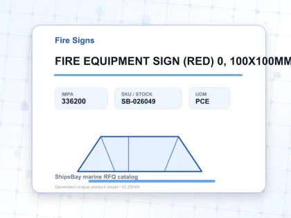 FIRE EQUIPMENT SIGN (RED) 0, 100X100MM - Fire Signs - IMPA 336200 - UOM PCE