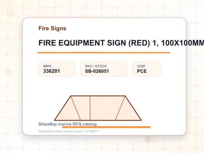 FIRE EQUIPMENT SIGN (RED) 1, 100X100MM - Fire Signs - IMPA 336201 - UOM PCE