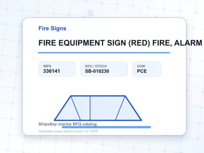 FIRE EQUIPMENT SIGN (RED) FIRE, ALARM 10X300MM - Fire Signs - IMPA 336141 - UOM PCE