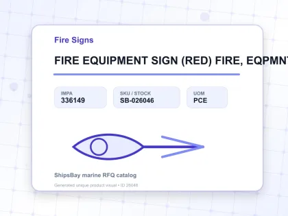 FIRE EQUIPMENT SIGN (RED) FIRE, EQPMNT STORED INSIDE 100X300MM - Fire Signs - IMPA 336149 - UOM PCE