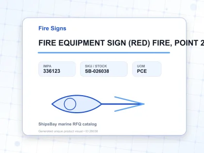 FIRE EQUIPMENT SIGN (RED) FIRE, POINT 200X150MM - Fire Signs - IMPA 336123 - UOM PCE