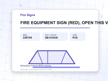 FIRE EQUIPMENT SIGN (RED), OPEN THIS VALVE 100X300MM - Fire Signs - IMPA 336154 - UOM PCE
