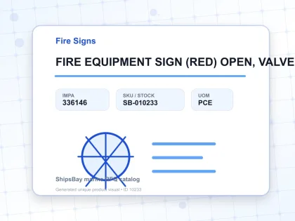 FIRE EQUIPMENT SIGN (RED) OPEN, VALVE 100X300MM - Fire Signs - IMPA 336146 - UOM PCE