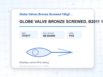 GLOBE VALVE BRONZE SCREWED, B2011 10KG 3/8" - Globe Valves Bronze Screwed 10kgf/cm2 B-2011 - IMPA 751817 - UOM PCE