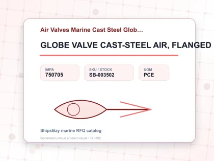 GLOBE VALVE CAST-STEEL AIR, FLANGED F7340 46KG-80MM - Air Valves Marine Cast Steel Globe F-7340 - IMPA 750705 - UOM PCE