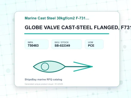 GLOBE VALVE CAST-STEEL FLANGED, F7315 30KG-150MM - Marine Cast Steel 30kgf/cm2 F-7315/F-7316 - IMPA 750463 - UOM PCE