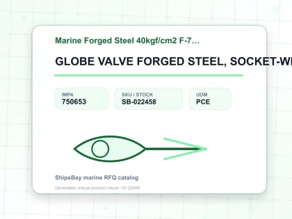 GLOBE VALVE FORGED STEEL, SOCKET-WELDED F7329 40KG-15MM - Marine Forged Steel 40kgf/cm2 F-7329 - IMPA 750653 - UOM PCE