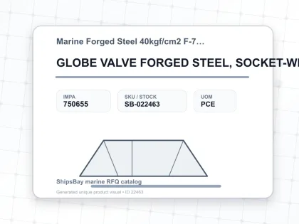 GLOBE VALVE FORGED STEEL, SOCKET-WELDED F7329 40KG-25MM - Marine Forged Steel 40kgf/cm2 F-7329 - IMPA 750655 - UOM PCE