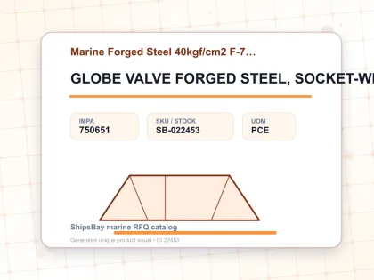 GLOBE VALVE FORGED STEEL, SOCKET-WELDED F7329 40KG-6MM - Marine Forged Steel 40kgf/cm2 F-7329 - IMPA 750651 - UOM PCE