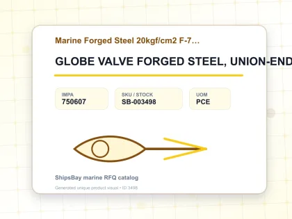 GLOBE VALVE FORGED STEEL, UNION-END F7421 20KG-10MM - Marine Forged Steel 20kgf/cm2 F-7421 - IMPA 750607 - UOM PCE