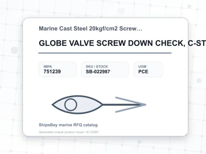 GLOBE VALVE SCREW DOWN CHECK, C-STL FLANGED F7473 20KG-150MM - Marine Cast Steel 20kgf/cm2 Screw Down Check F-7473/F-7474 - IMPA 751239 - UOM PCE