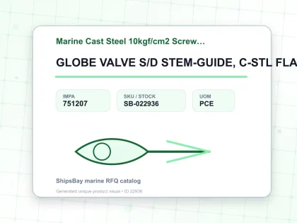 GLOBE VALVE S/D STEM-GUIDE, C-STL FLANGED F7471 10K-200MM - Marine Cast Steel 10kgf/cm2 Screw Down Check F-7471 - IMPA 751207 - UOM PCE