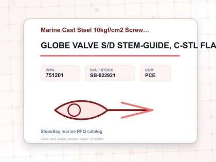 GLOBE VALVE S/D STEM-GUIDE, C-STL FLANGED F7471 10K-50MM - Marine Cast Steel 10kgf/cm2 Screw Down Check F-7471 - IMPA 751201 - UOM PCE