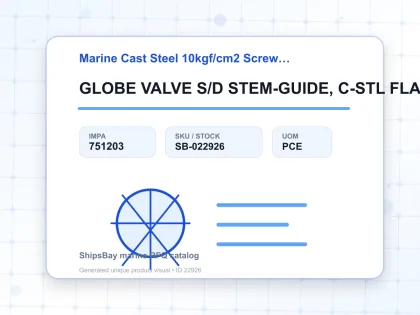 GLOBE VALVE S/D STEM-GUIDE, C-STL FLANGED F7471 10K-80MM - Marine Cast Steel 10kgf/cm2 Screw Down Check F-7471 - IMPA 751203 - UOM PCE