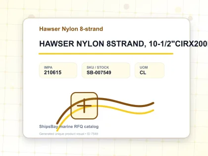 HAWSER NYLON 8STRAND, 10-1/2"CIRX200MTR - Hawser Nylon 8-strand - IMPA 210615 - UOM CL