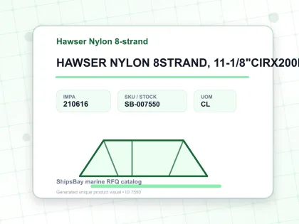 HAWSER NYLON 8STRAND, 11-1/8"CIRX200MTR - Hawser Nylon 8-strand - IMPA 210616 - UOM CL