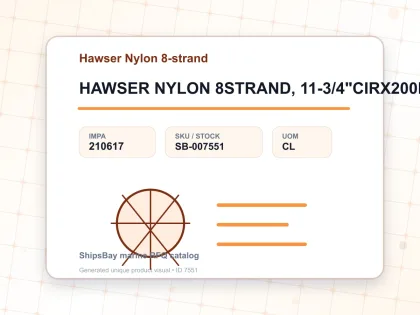 HAWSER NYLON 8STRAND, 11-3/4"CIRX200MTR - Hawser Nylon 8-strand - IMPA 210617 - UOM CL