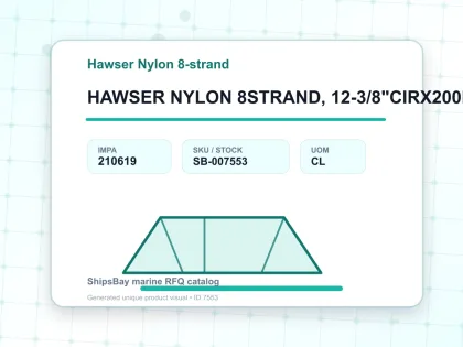 HAWSER NYLON 8STRAND, 12-3/8"CIRX200MTR - Hawser Nylon 8-strand - IMPA 210619 - UOM CL