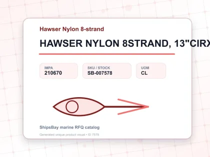 HAWSER NYLON 8STRAND, 13"CIRX220MTR - Hawser Nylon 8-strand - IMPA 210670 - UOM CL