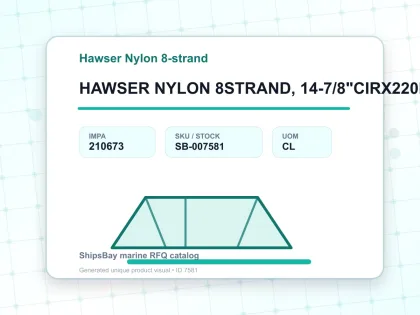 HAWSER NYLON 8STRAND, 14-7/8"CIRX220MTR - Hawser Nylon 8-strand - IMPA 210673 - UOM CL