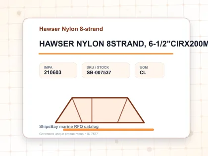 HAWSER NYLON 8STRAND, 6-1/2"CIRX200MTR - Hawser Nylon 8-strand - IMPA 210603 - UOM CL