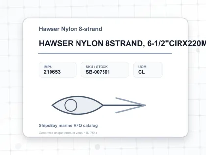 HAWSER NYLON 8STRAND, 6-1/2"CIRX220MTR - Hawser Nylon 8-strand - IMPA 210653 - UOM CL