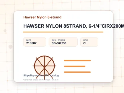 HAWSER NYLON 8STRAND, 6-1/4"CIRX200MTR - Hawser Nylon 8-strand - IMPA 210602 - UOM CL