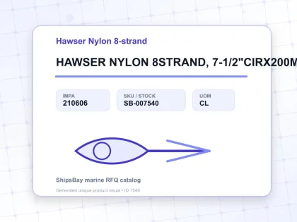 HAWSER NYLON 8STRAND, 7-1/2"CIRX200MTR - Hawser Nylon 8-strand - IMPA 210606 - UOM CL