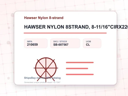 HAWSER NYLON 8STRAND, 8-11/16"CIRX220MTR - Hawser Nylon 8-strand - IMPA 210659 - UOM CL