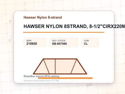HAWSER NYLON 8STRAND, 8-1/2"CIRX220MTR - Hawser Nylon 8-strand - IMPA 210658 - UOM CL