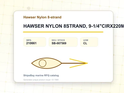 HAWSER NYLON 8STRAND, 9-1/4"CIRX220MTR - Hawser Nylon 8-strand - IMPA 210661 - UOM CL