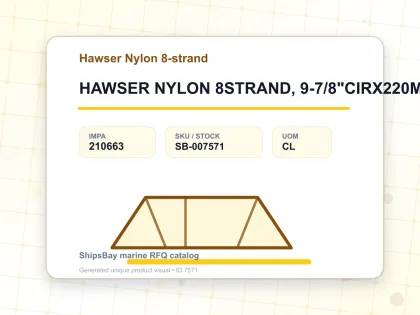 HAWSER NYLON 8STRAND, 9-7/8"CIRX220MTR - Hawser Nylon 8-strand - IMPA 210663 - UOM CL
