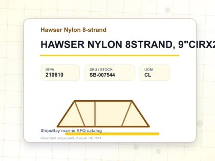 HAWSER NYLON 8STRAND, 9"CIRX200MTR - Hawser Nylon 8-strand - IMPA 210610 - UOM CL