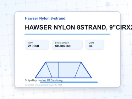 HAWSER NYLON 8STRAND, 9"CIRX220MTR - Hawser Nylon 8-strand - IMPA 210660 - UOM CL