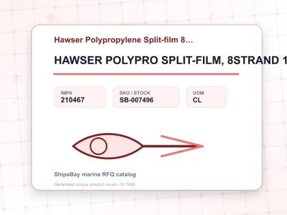 HAWSER POLYPRO SPLIT-FILM, 8STRAND 11-3/4"CIRX220MTR - Hawser Polypropylene Split-film 8-starnd - IMPA 210467 - UOM CL