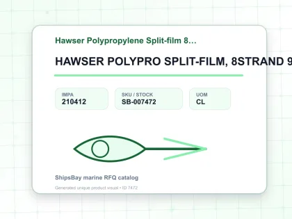 HAWSER POLYPRO SPLIT-FILM, 8STRAND 9-1/2"CIRX200MTR - Hawser Polypropylene Split-film 8-starnd - IMPA 210412 - UOM CL