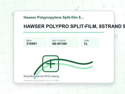 HAWSER POLYPRO SPLIT-FILM, 8STRAND 9-1/4"CIRX220MTR - Hawser Polypropylene Split-film 8-starnd - IMPA 210461 - UOM CL