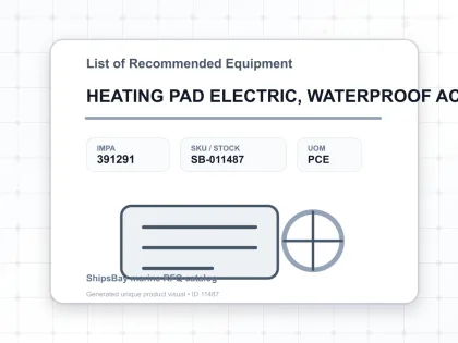 HEATING PAD ELECTRIC, WATERPROOF AC/DC - List of Recommended Equipment - IMPA 391291 - UOM PCE