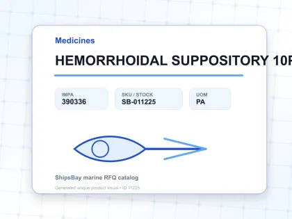 HEMORRHOIDAL SUPPOSITORY 10PCS - Medicines - IMPA 390336 - UOM PA