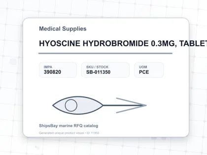 HYOSCINE HYDROBROMIDE 0.3MG, TABLET FOR U.K. SHIPS - Medical Supplies - IMPA 390820 - UOM PCE