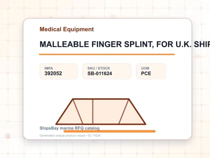 MALLEABLE FINGER SPLINT, FOR U.K. SHIPS - Medical Equipment - IMPA 392052 - UOM PCE