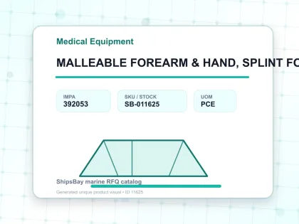 MALLEABLE FOREARM & HAND, SPLINT FOR U.K. SHIPS - Medical Equipment - IMPA 392053 - UOM PCE