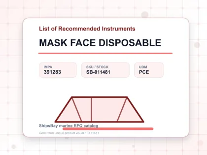 MASK FACE DISPOSABLE - List of Recommended Instruments - IMPA 391283 - UOM PCE