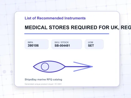 MEDICAL STORES REQUIRED FOR UK, REG.1995 SI#1802 CATEGORY A - List of Recommended Instruments - IMPA 390106 - UOM SET