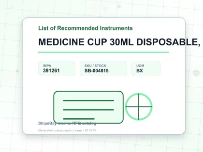 MEDICINE CUP 30ML DISPOSABLE, 100'S - List of Recommended Instruments - IMPA 391261 - UOM BX