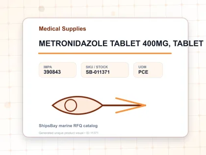 METRONIDAZOLE TABLET 400MG, TABLET FOR U.K. SHIPS - Medical Supplies - IMPA 390843 - UOM PCE