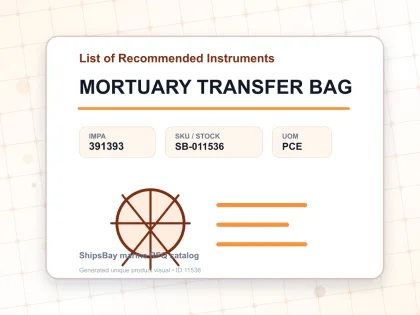 MORTUARY TRANSFER BAG - List of Recommended Instruments - IMPA 391393 - UOM PCE