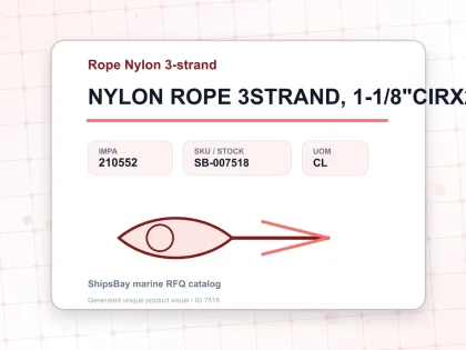 NYLON ROPE 3STRAND, 1-1/8"CIRX220MTR - Rope Nylon 3-strand - IMPA 210552 - UOM CL